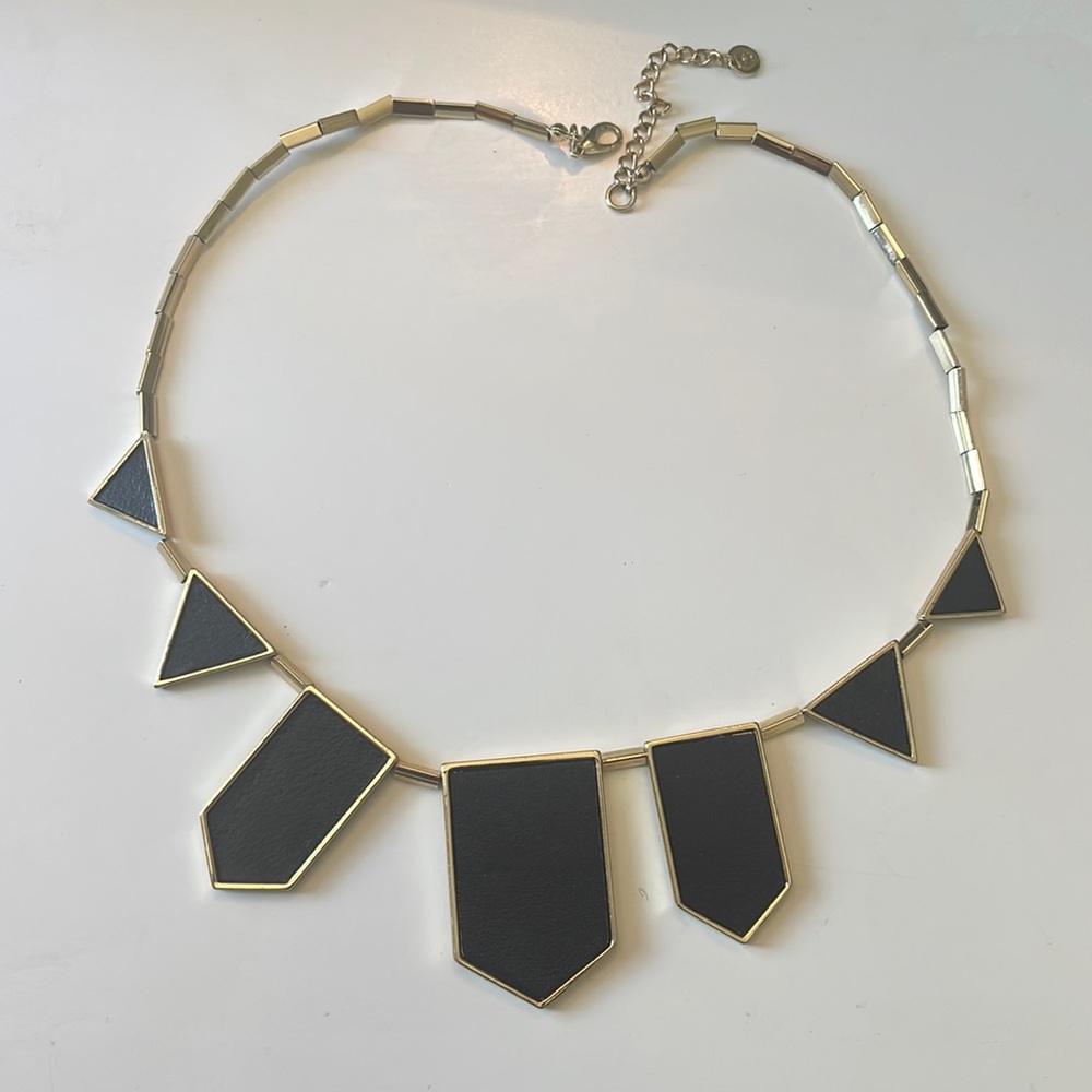 Black and Gold Geo Shape Bib Statement Necklace